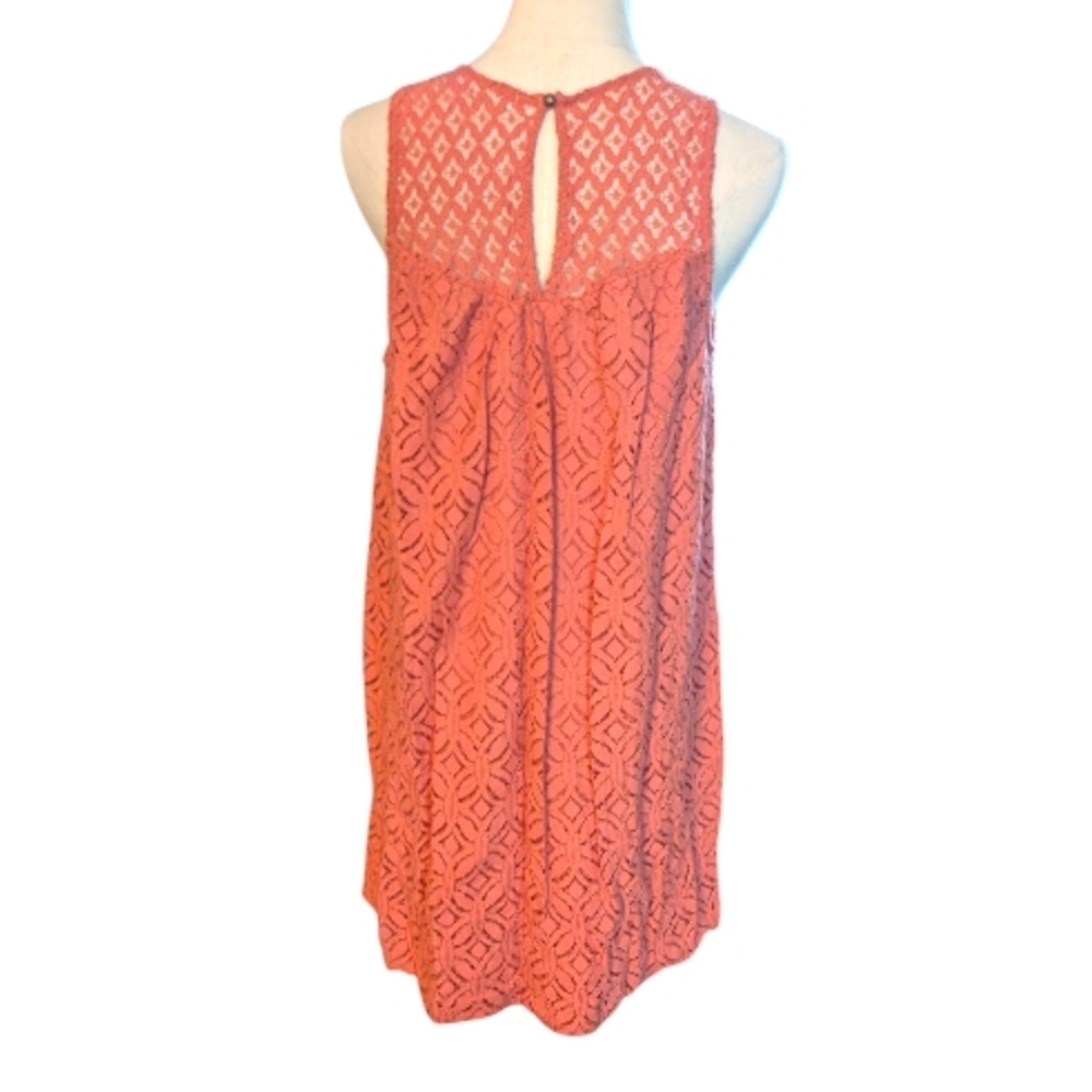 Jolt Vibrant Coral Lace Mini Swing Dress Large - Picture 3 of 4
